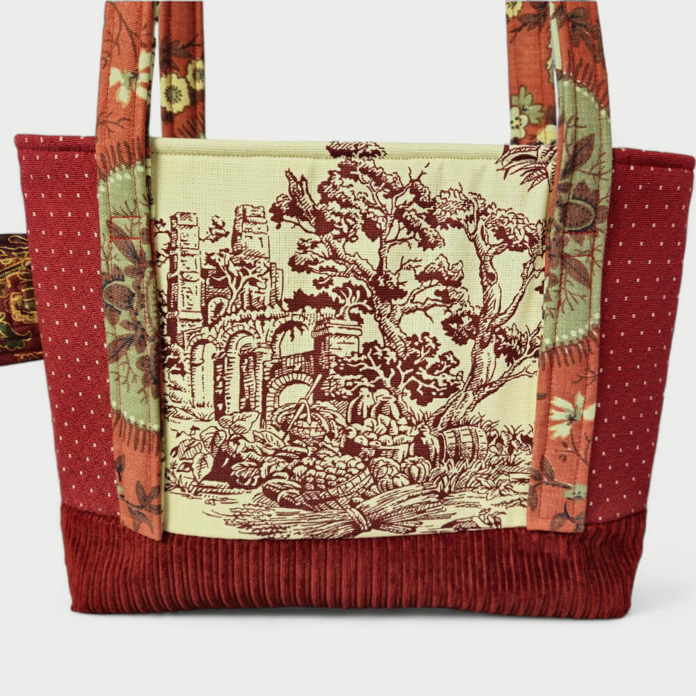 Cream & Maroon Tote Bag - Julie Ann Collections