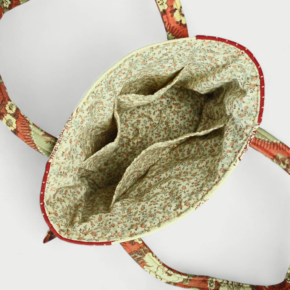 Cream & Maroon Tote Bag - Julie Ann Collections