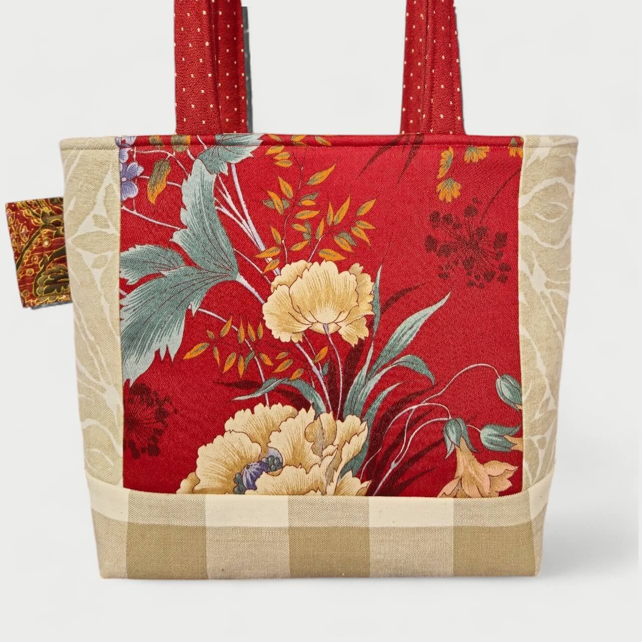 Beige & Red Tote Bag - Julie Ann Collections