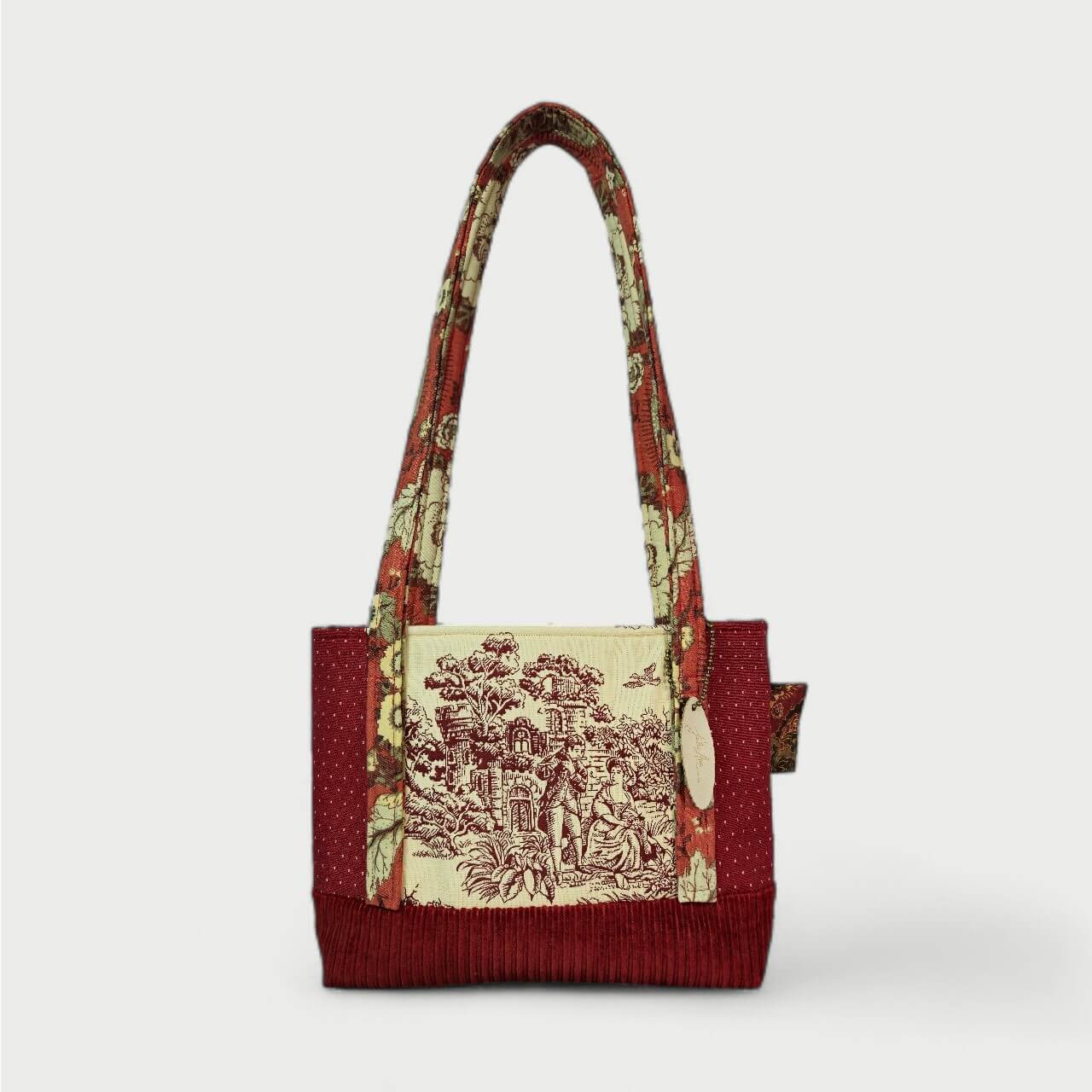 Cream & Maroon Tote Bag - Julie Ann Collections