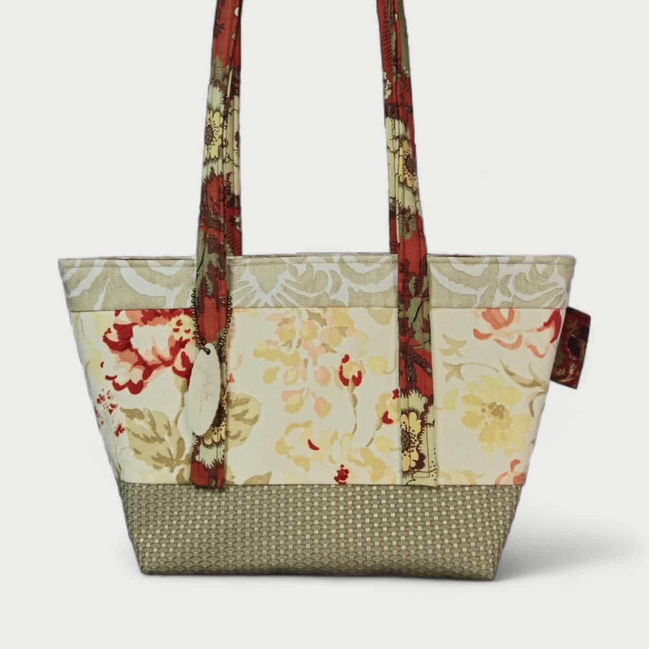 Beige & Maroon Tote Bag - Julie Ann Collections