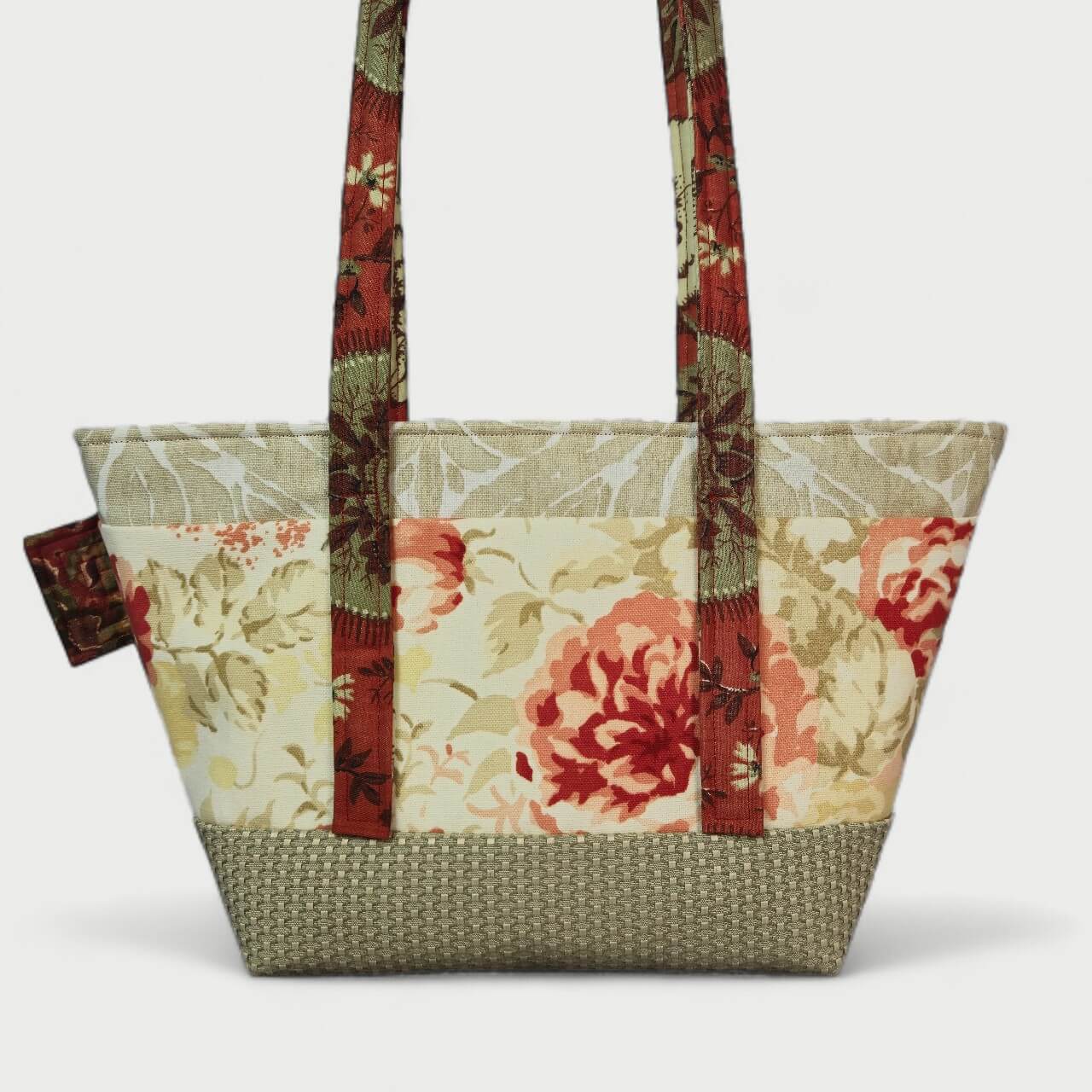 Beige & Maroon Tote Bag - Julie Ann Collections